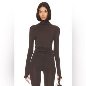 Norma Kamali Slim Fit Turtleneck Brown NWT